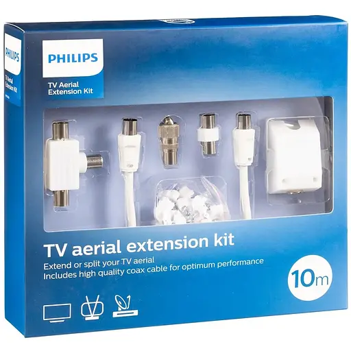 Набір подовжувачів телевізора Philips 10-метровий білий коаксіальний кабель