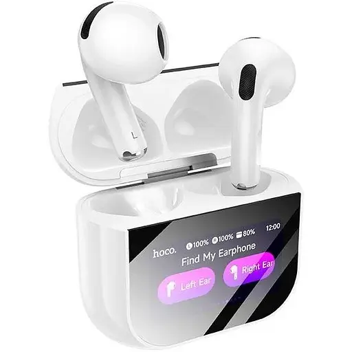 Бездротові навушники Hoco EW82 Sparkle true wireless touch screen BT headset, BT5.4, 30mAh, 300mAh, 4h, white