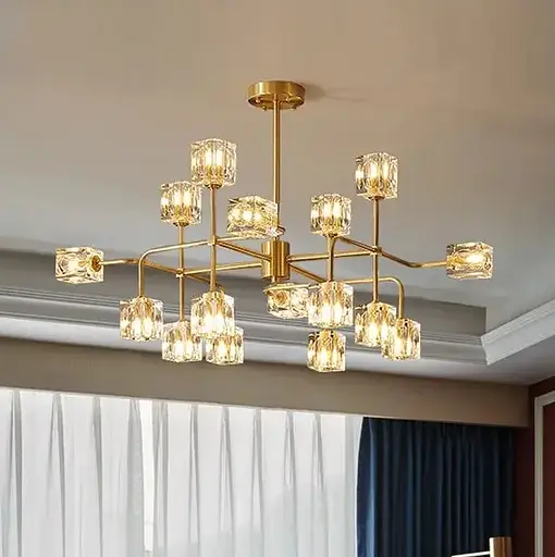 Светодиодная люстра Рубик 8913 (Золотистая) на 12 плафонов - фото 6