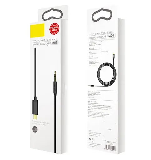 Кабель Baseus Yiven Type-C male To 3.5 male Audio Cable M01 Черный - фото 2