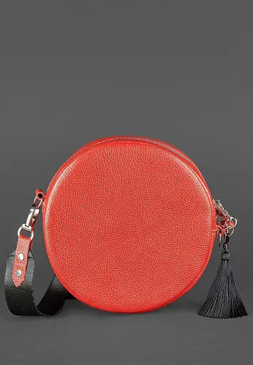 Кругла жіноча шкіряна сумочка Tablet червона - фото 4