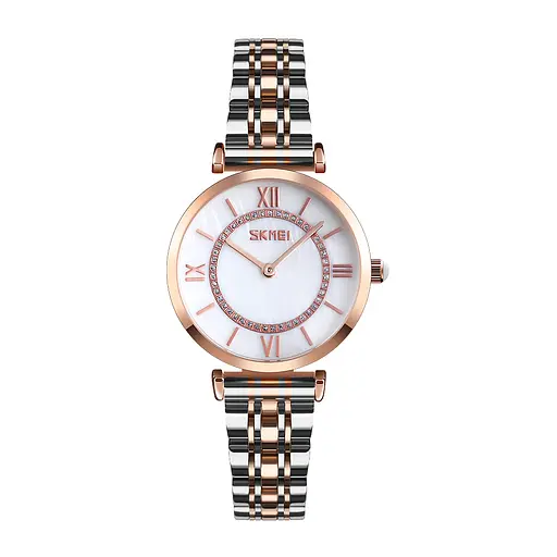 Skmei 9198TRGWTH-S Rose Gold-Silver-White Lady