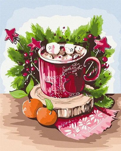 Картина по номерам на подрамнике Brushme Маршмелоу в чашке