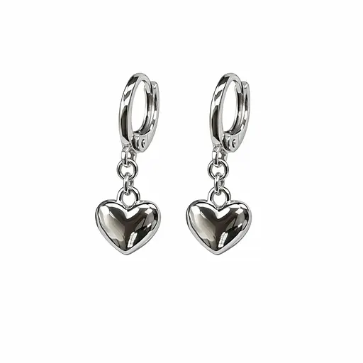 Сережки-кільця Xuping з підвіскою Серце гіпоалергенна прикраса для щоденного образу Сріблястий - фото 2