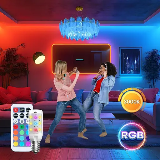 Светодиодные лампы TobeBright 2W E14 RGB, изменяющие цвет, E14 затемнение капсульный светодиодный пульт дистанционного управления - фото 5