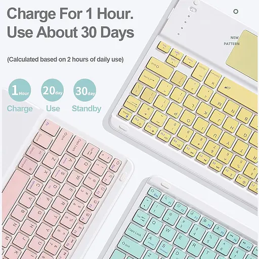 Чохол Для Клавіатури CLALOC З Мишею Для Ipad Pro 11" 1-Го 2-Го 3-Го 4-Го Покоління, Квадратні Ножиці Тип Клавіш 78 Клавіш - фото 8