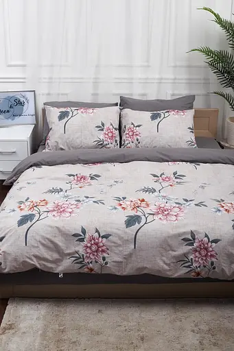 Комплект постельного белья Moon&Star полуторный 143х210 наволочки 2х70х70 Flowers Gray Бязь Gold Люкс - фото 2