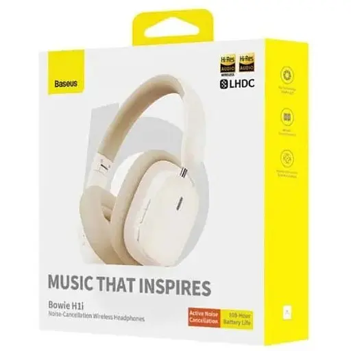 Беспроводные наушники Baseus Bowie H1i Noise-Cancellation Wireless Headphones полноразмерные белые - фото 4