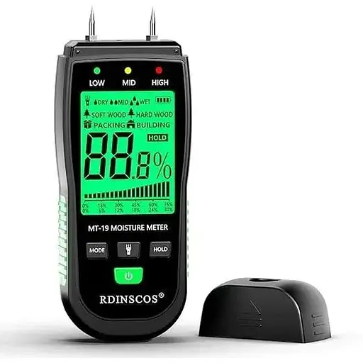 Rdinscos mt 19 Вимірювач вологи деревини, тестер вологи дров, детектор вологи з гіпсокартону