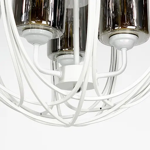 Люстра Лофт у білому корпусі форми плетена куля Line.F Колір плафона Графітовий - фото 3