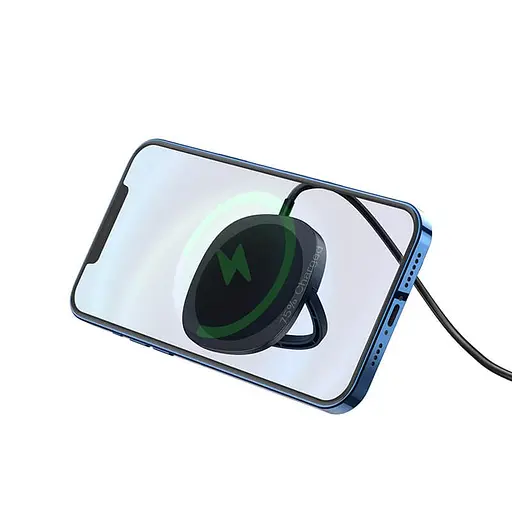 Заряджання Qi з магнітним тримачем HOCO core magnetic holder CW35 15W чорне - фото 2