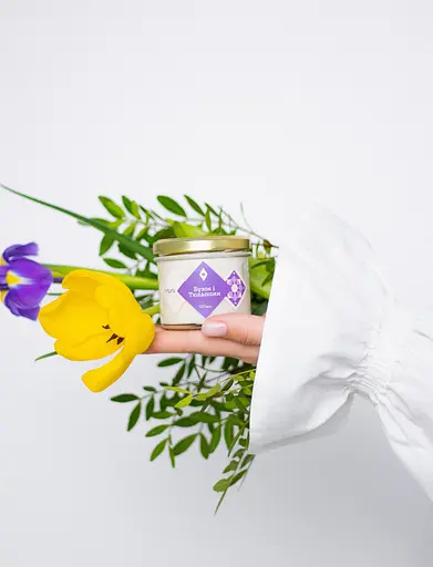 Свічка Бузок та тюльпани 130 мл 15 год Соєвий віск - фото 4