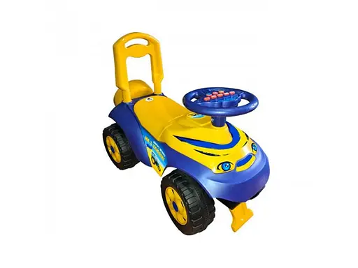 Автомобіль для прогулянок - толокар з музичним кермом, Doloni Toys (жовто-блакитний)