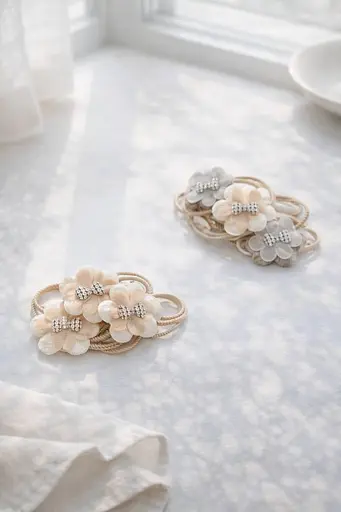 Набір гумок із текстильними квітами 20 шт - фото 2