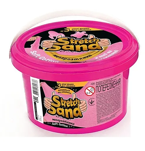 Кінетичний пісок "Stretch Sand" STS-02-01U Danko Toys 400 гр, у відрі (4823102804736) рожевий - фото 1