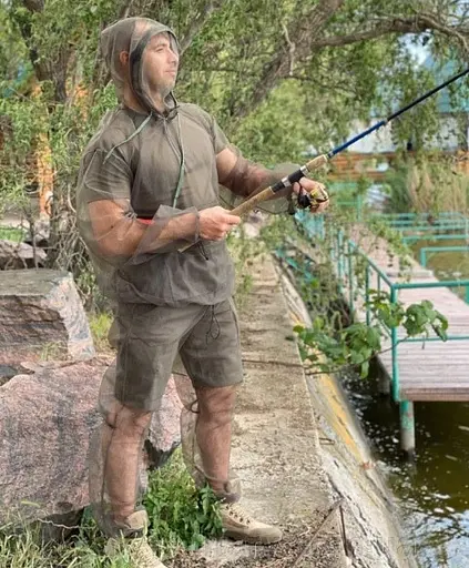 Антимоскітний костюм Mosquito Захист від комах (котарів, кліщів, мошок) сітка Оливкового - фото 7