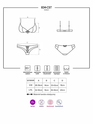 Костюм медсестри Obsessive 834-CST-6 L/XL блакитний - фото 7