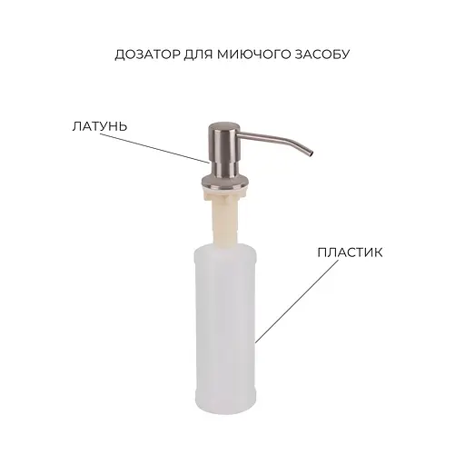 Кухонна мийка Lidz Handmade H7849R інтегрована крило зправа Brushed у комплекті з дозатором та корзиною, Нержавіюча сталь - фото 5