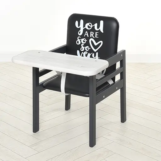 Стульчик для кормления Ommi Graphite Аляска 2 в 1 из натуральных материалов, с подножкой, до 25 кг - фото 4