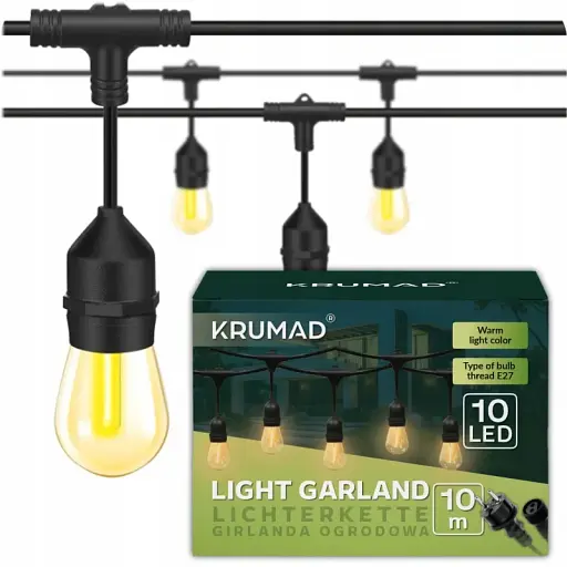 Світлодіодна садова гірлянда KRUMAD 10 м, 10 лампочок KMDW9 E27 - фото 2