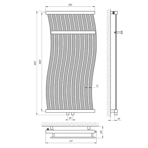 Полотенцесушитель Laris Фрирайд П11 500x1000 73207336, Хром - фото 2