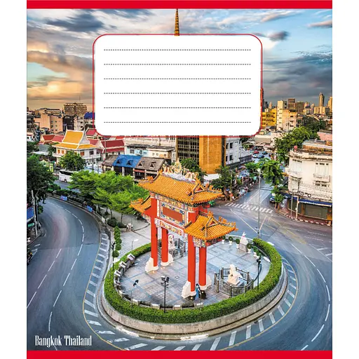 Тетрадь ученическая "Панорама города" Leader 012-510201C-5 в косую линию, 12 листов - фото 1