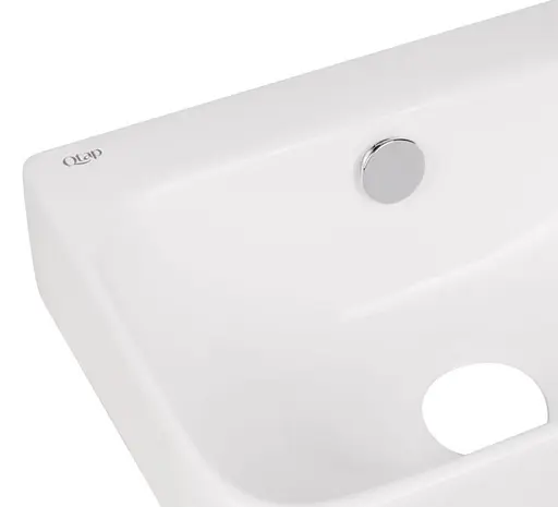 Комплект Qtap Tern: Раковина подвесная прямоугольная правая 450х250х158 мм White + Донный клапан PU02O (QT17115117RWN47328) - фото 4