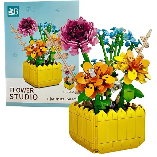 Конструктор Flower Studio Різнокольоровий букет у вазі на 549 деталей (9112A)