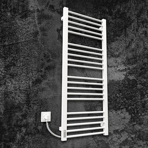 Электрический полотенцесушитель Kosser Стэп 1200x500 EL тайм. белый ДСТ04ELW, Белый матовый, Левое - фото 1