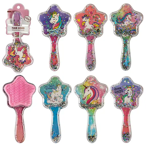 Гребінець H2054 Єдиноріг, з блискітками (6920213520543) Мікс - фото 5