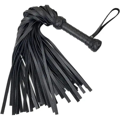 Чорний флогер класичний Art of Sex натуральна шкіра, 50 хвостів, по 50 см, рукоятка 20 см