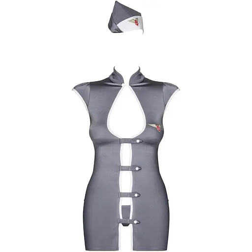 Эротический костюм стюардессы Obsessive Stewardess 3 pcs costume grey S/M, серый - фото 5