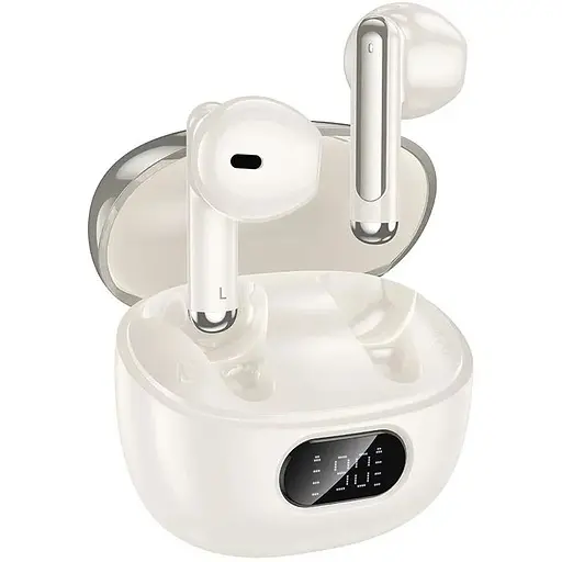 Бездротові навушники Hoco EQ18 Field ANC+ENC noise cancelling true wireless BT headset, BT5.4, 35mAh, 300mAh, 5-6h, Milky white