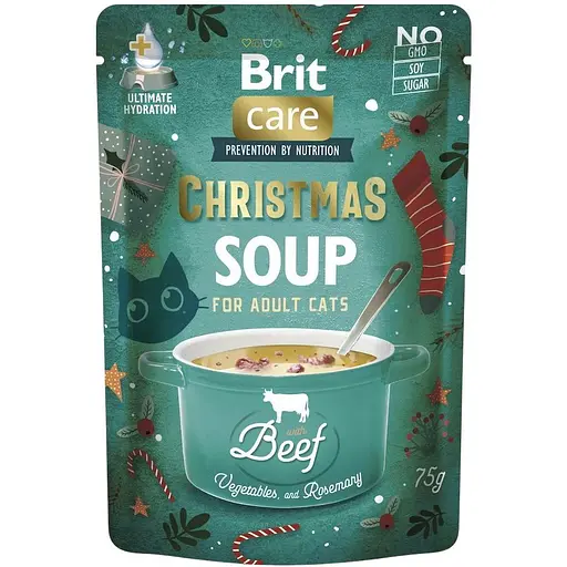 Вологий корм Brit Care Christmas для котів різдвяний суп з яловичиною 75 г 