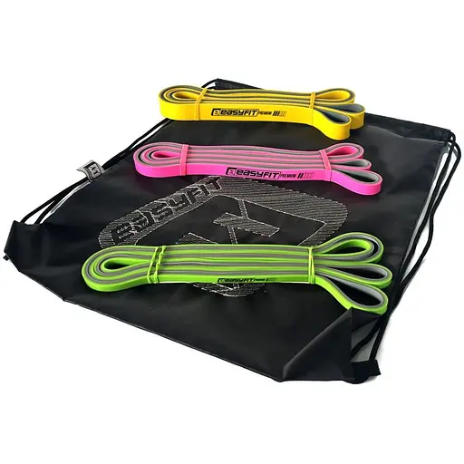 Набор двухслойных резинок для подтягиваний EasyFit Premium 2-32 кг (3 шт.) (EF-2332s) - фото 1