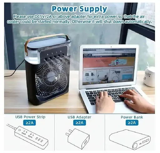 Портативный вентилятор Voltronic YT410, увлажнение, подсветка, Air Cooler Fan White - фото 5