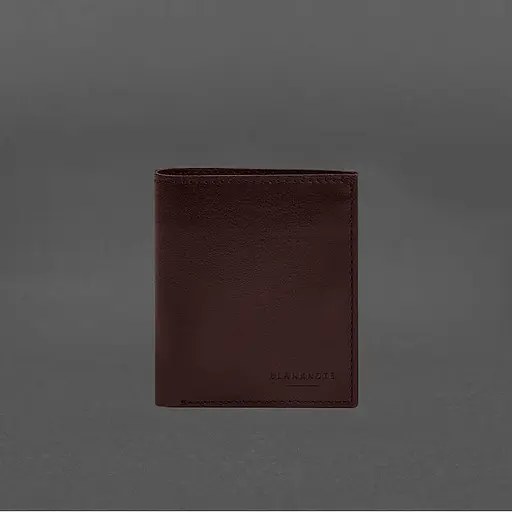 Кожаный портмоне на кнопке Brut бордовый краст - фото 6