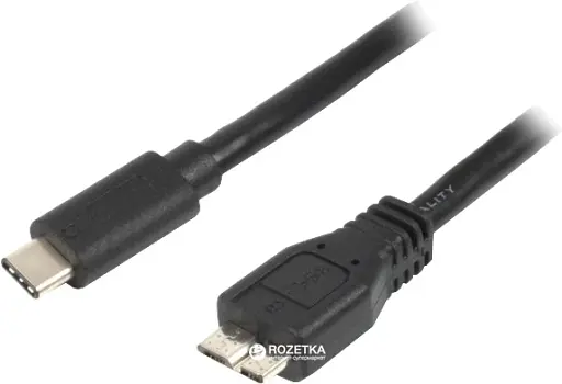 Кабель Type-C – microUSB (5P), 1 м, черный, Cablexpert (CCP-USB3-mBMCM-1M) - фото 1