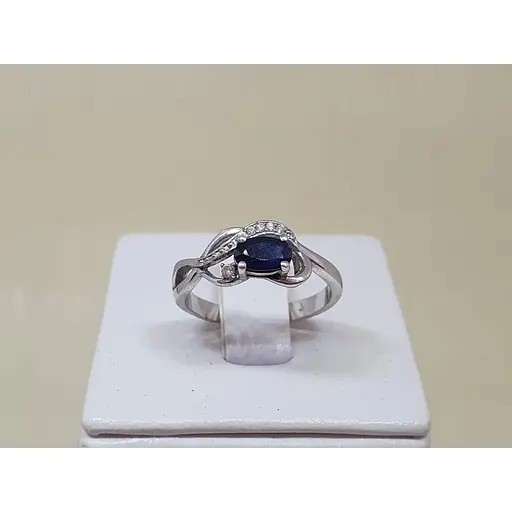 Серебряное кольцо Агни Верность с фианитами и сапфиром. 1827/9Р-SPH 16,5 - фото 2