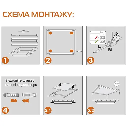 Світильник LED панель Євросвітло ART-01 50 Вт 6400К розбірна (000059354) - фото 4