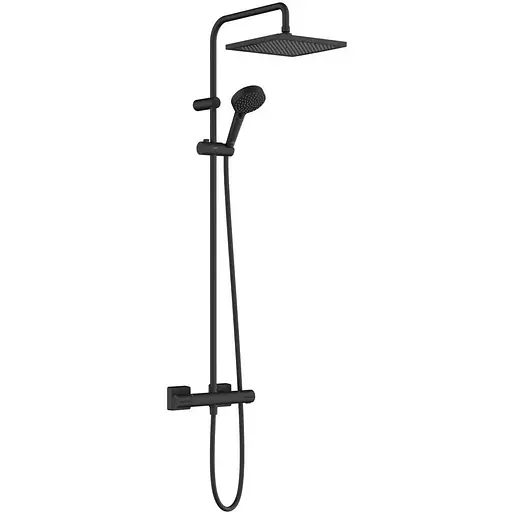 Душова система Hansgrohe Vernis Shape Showerpipe 240 1jet EcoSmart з термостатом Matt Black 26429670, Чорний матовий - фото 1