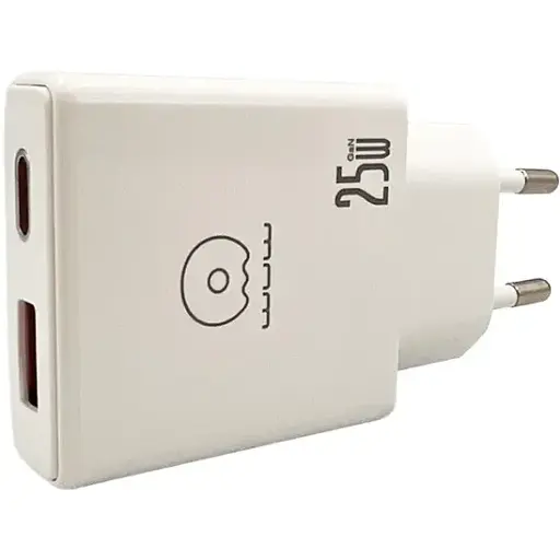 Мережевий зарядний пристрій WUW-C217 PD 25W USB A + Type-C білий - фото 1