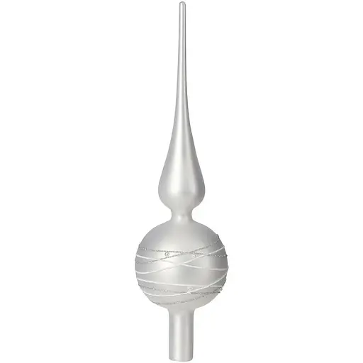 Елочная верхушка Mica Decorations стеклянная матовая серебряно-белая 31 см (1180839)