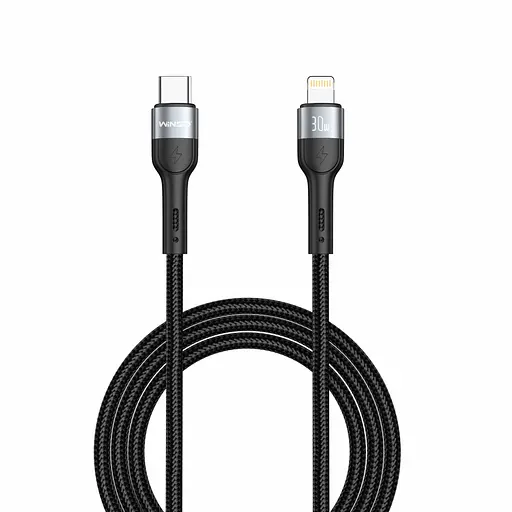 Кабель Winso Pro Type-C to Lightning 30W TPE+плетение 1м черный(223104B) - фото 1