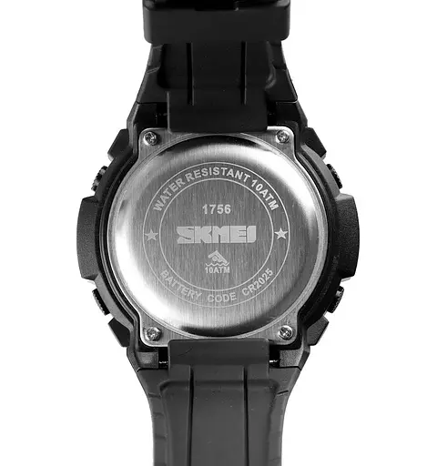 Мужские спортивные наручные часы Skmei 1756 водонепроницаемые 10 АТМ (Черные) - фото 3