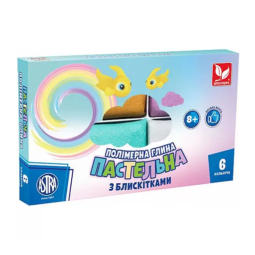 Полімерна глина пастельних квітів 304118001-UA з блискітками 6 кольорів