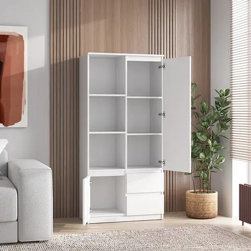 Шкаф для книг Vays R-26 Белый пенал с полками и ящиками ЛДСП 80x40x170 см для дома офиса гостиной - фото 2