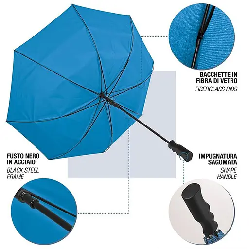 Зонтик-трость Perletti Golf XXL с системой антивитер синий (P96020-05) - фото 6