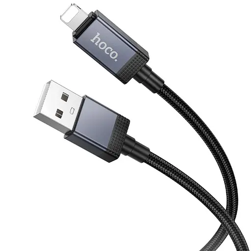 Дата кабель Hoco X118 Generous with display USB to Lightning 2.4A (1m) Black - фото 2