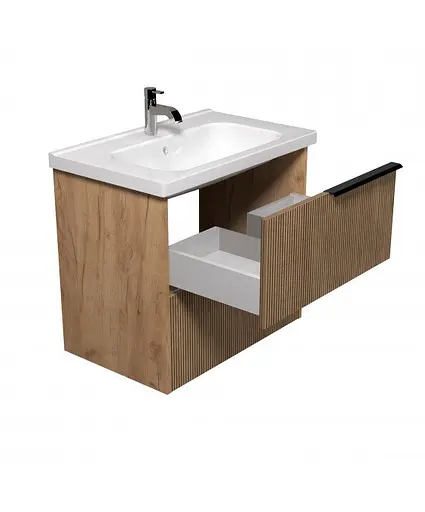 Тумба Мойдодир Grace 70-A з умивальником ID-70 дуб підсмажений - фото 2